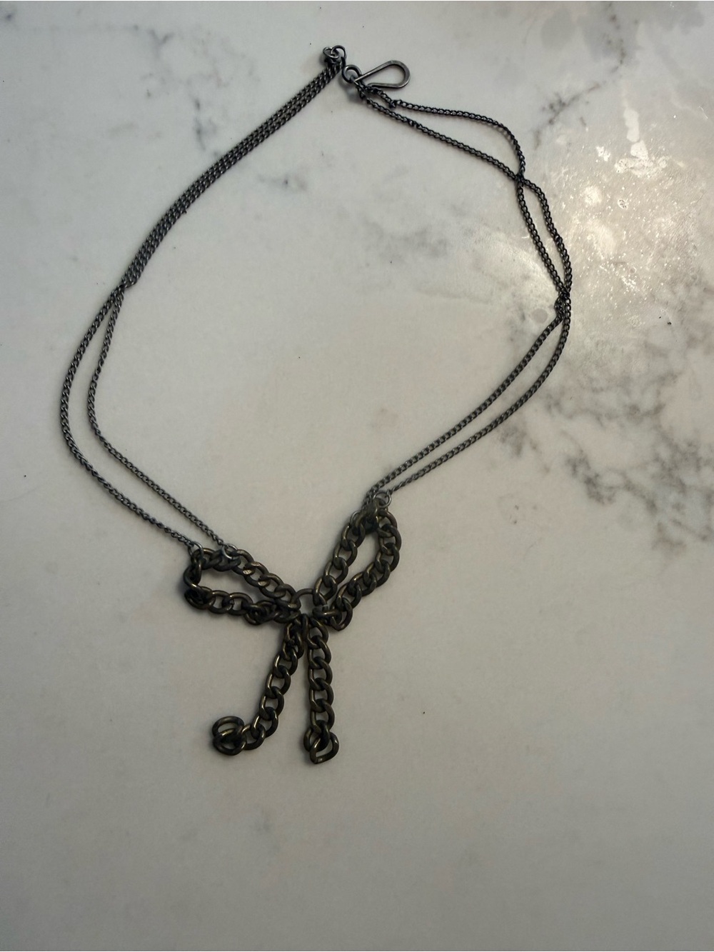 Gunmetal Bow Chain Necklace - Women Jewelry